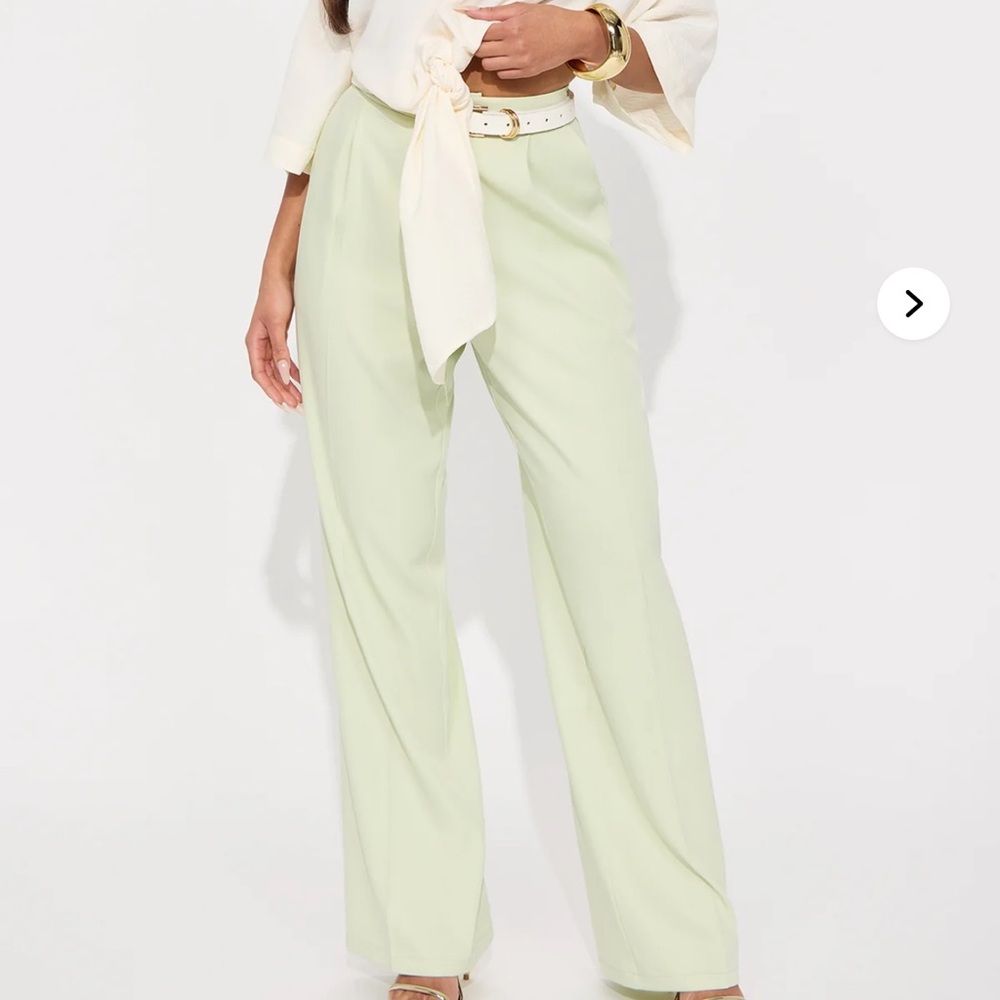 Fashion Nova Light Green Wide Leg Pants